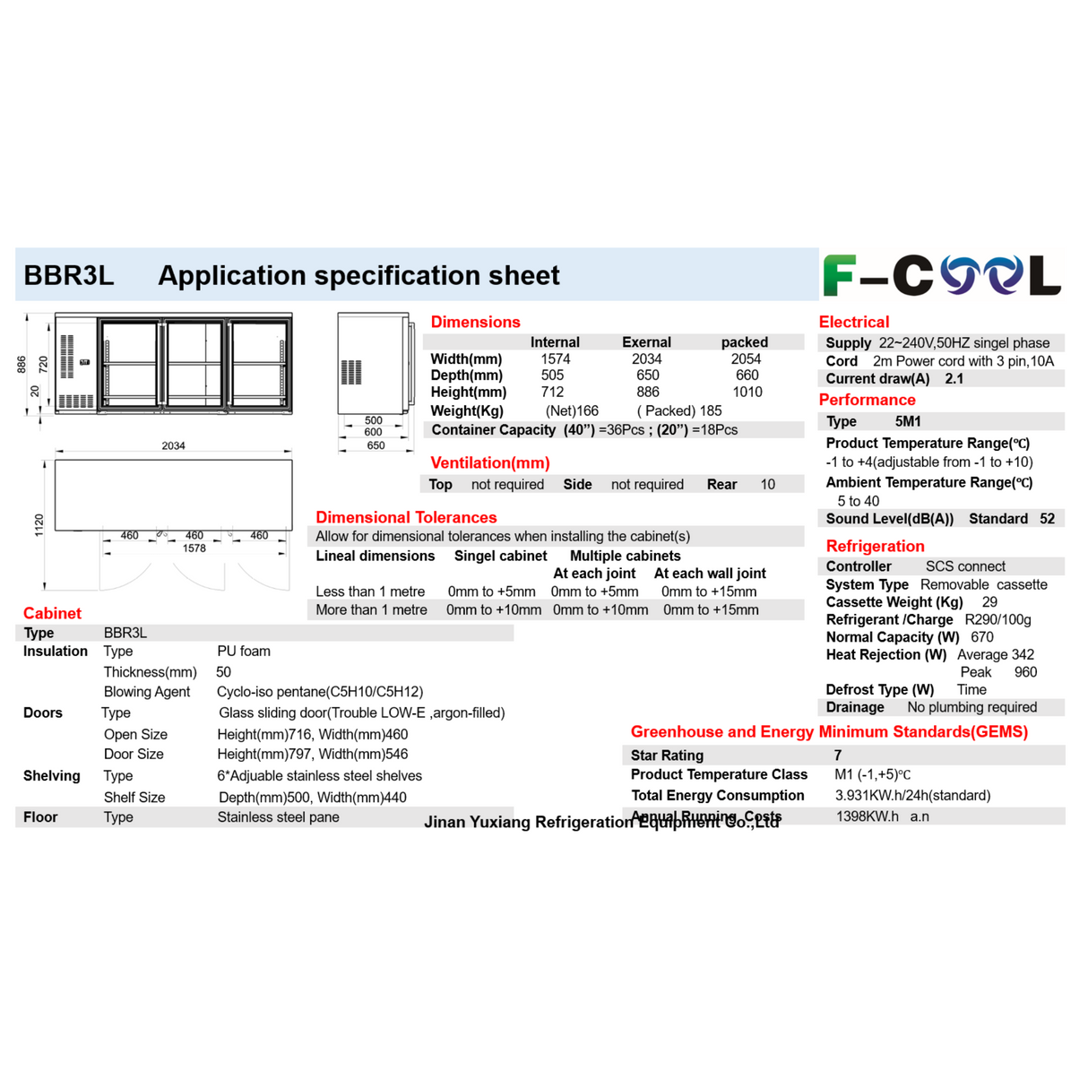 BBR3L Commercial back-bar chiller